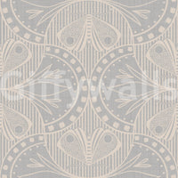Classic period wallpaper for walls, gentle curving geometry, elaborate grey tone.