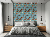 Vibrant Atomic Retro Design, Nostalgic Pop Culture Wallpaper.