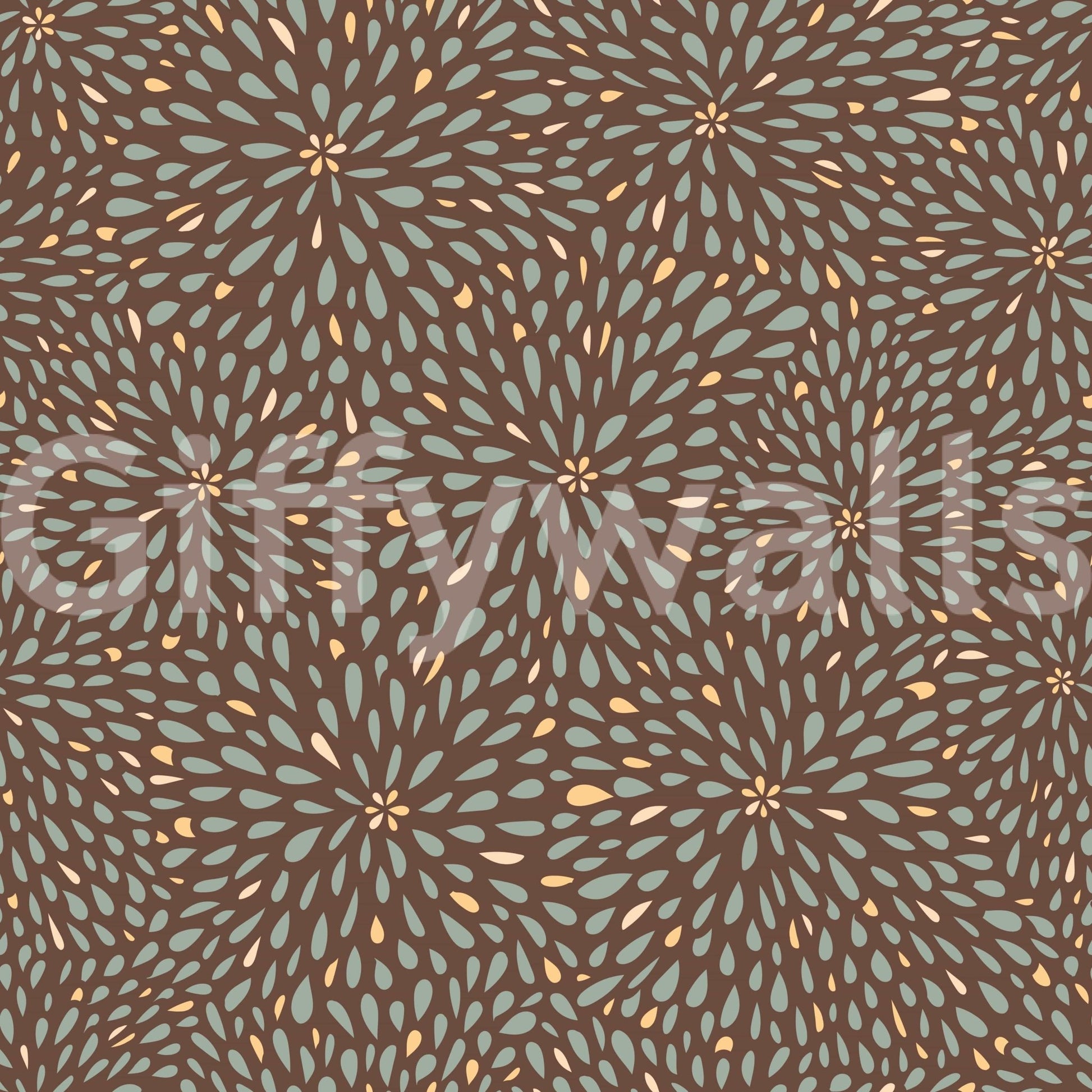 Subtle autumn Burst wallpaper featuring warm petal clusters on a deep brown backdrop.