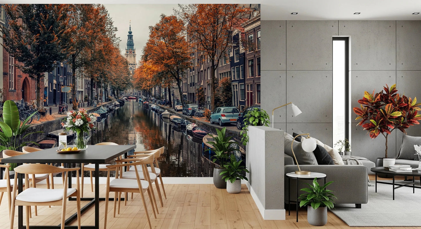 Autumn Canal Charm Wall Mural