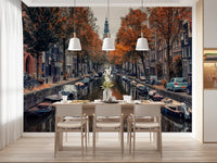 Autumn Canal Charm Wall Mural