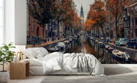 Autumn Canal Charm Wall Mural