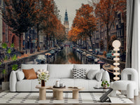 Autumn Canal Charm Wall Mural