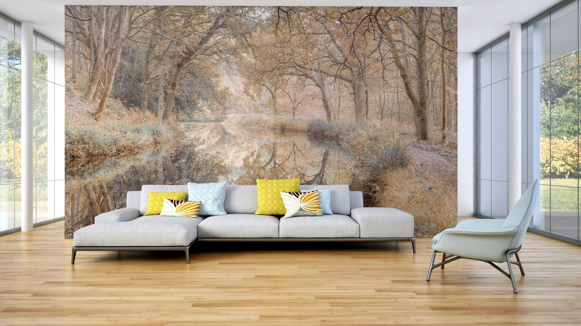Wallpaper of trees by water

