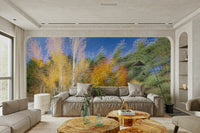 The image uses streaks of vibrant oranges, reds, and yellows.

