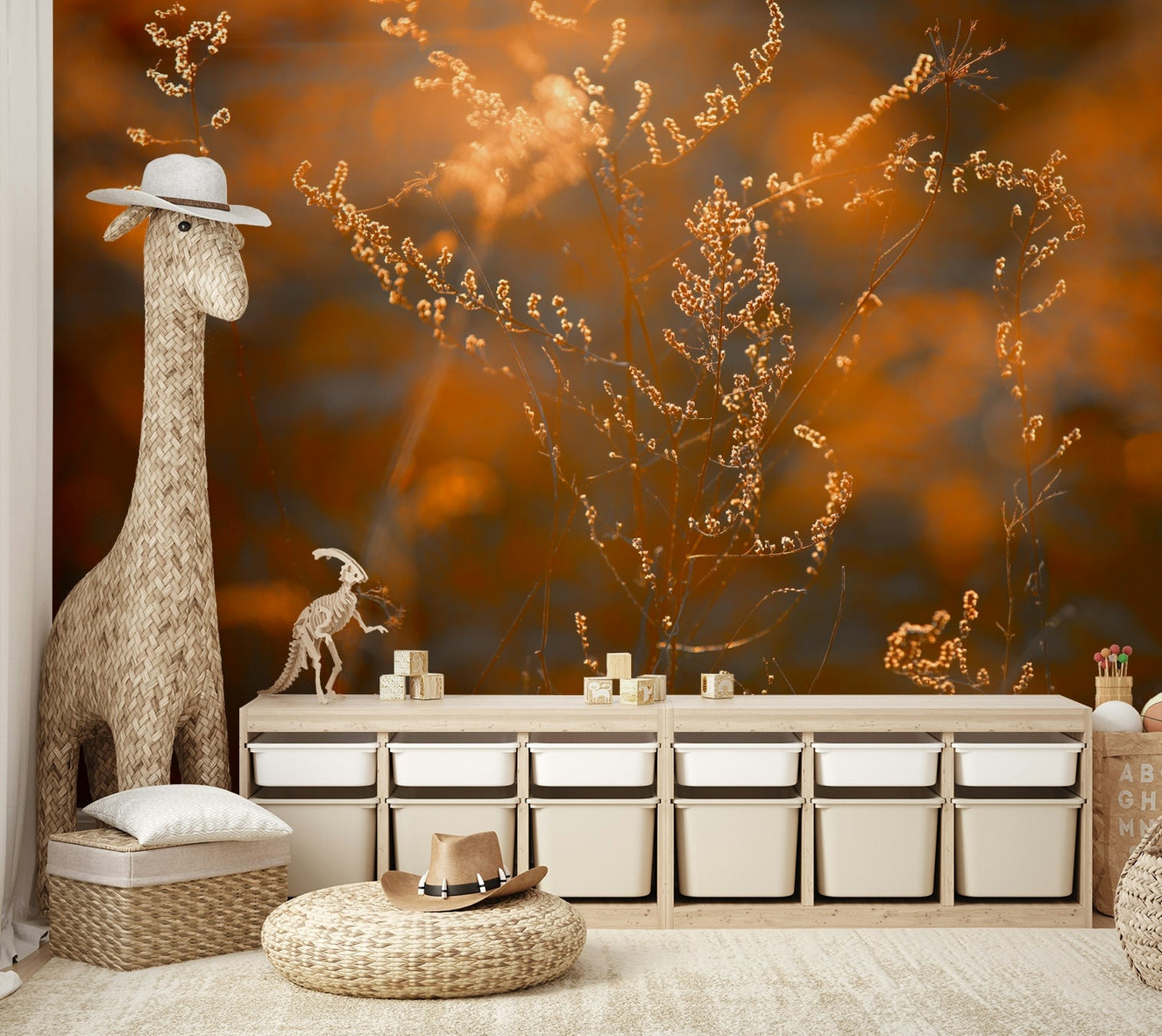 Delicate grasses in warm, golden sunlight.

