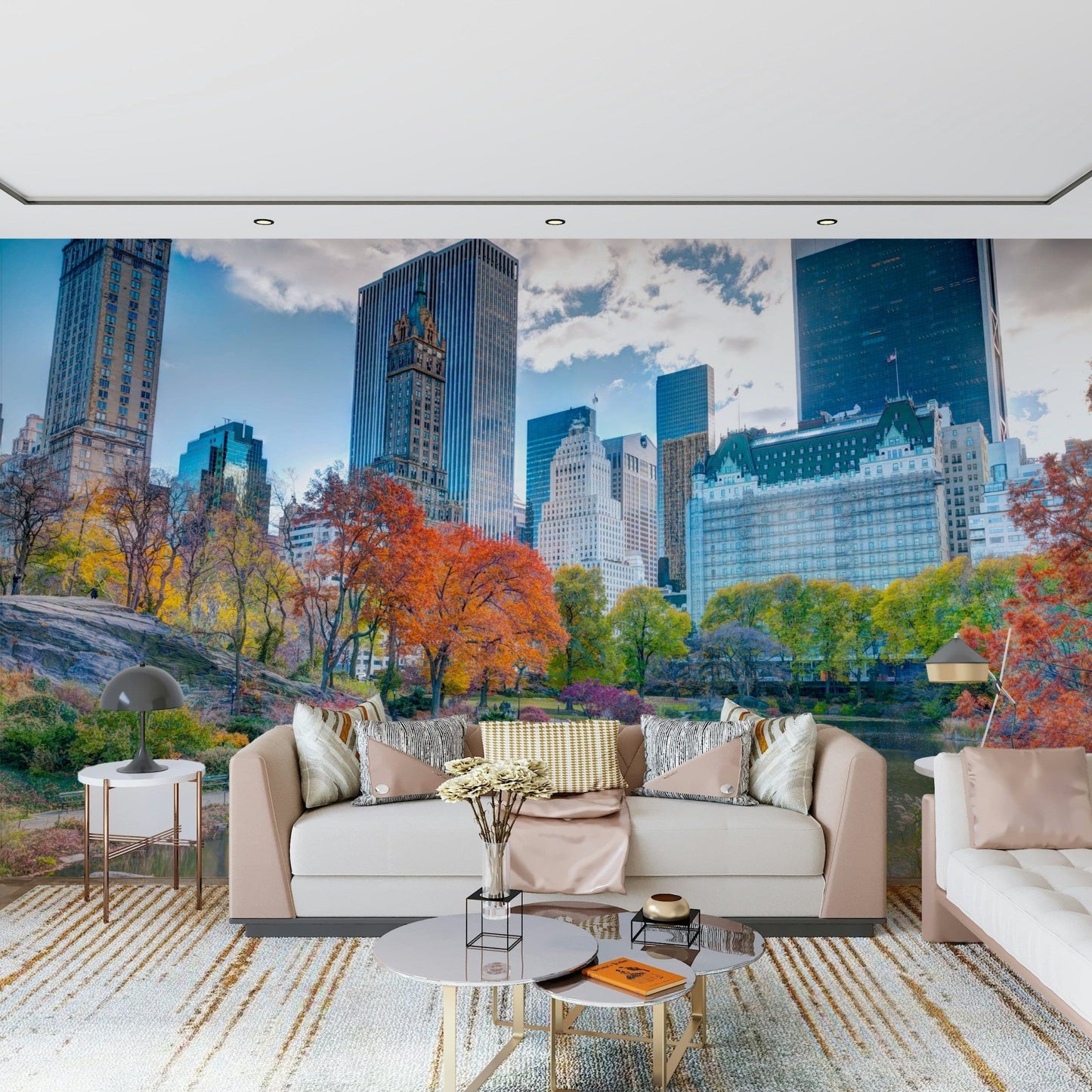 Scenic Autumn in the City wallpaper, beautiful Central Park rock outcropping.