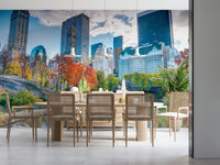 Park view Autumn in the City product with classic Manhattan buildings.
