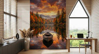 Living room autumn mountains lake wall mural Autumn Lake Serenity scenic view