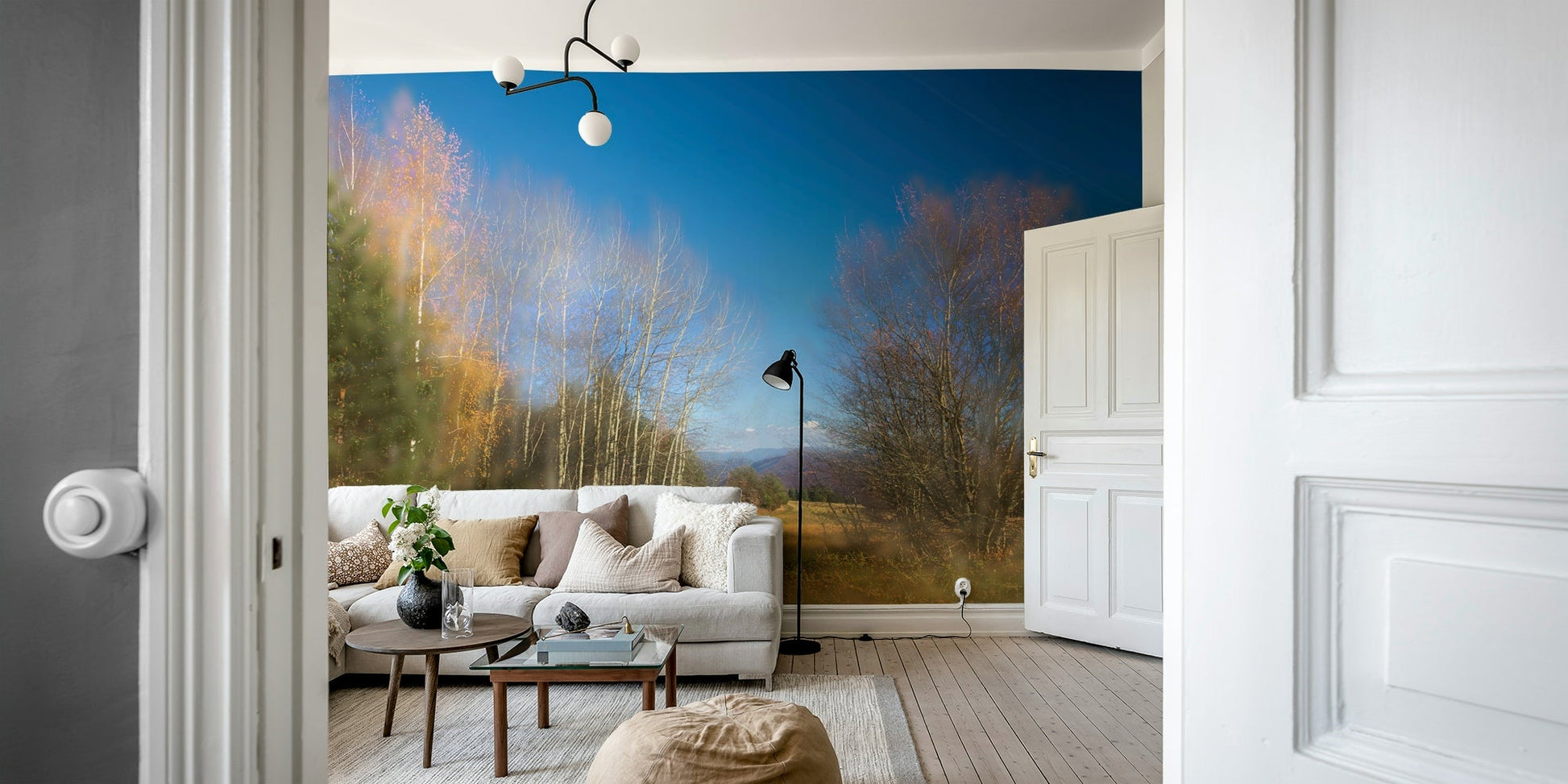 The wallpaper is installed without any visible seams or imperfections.

