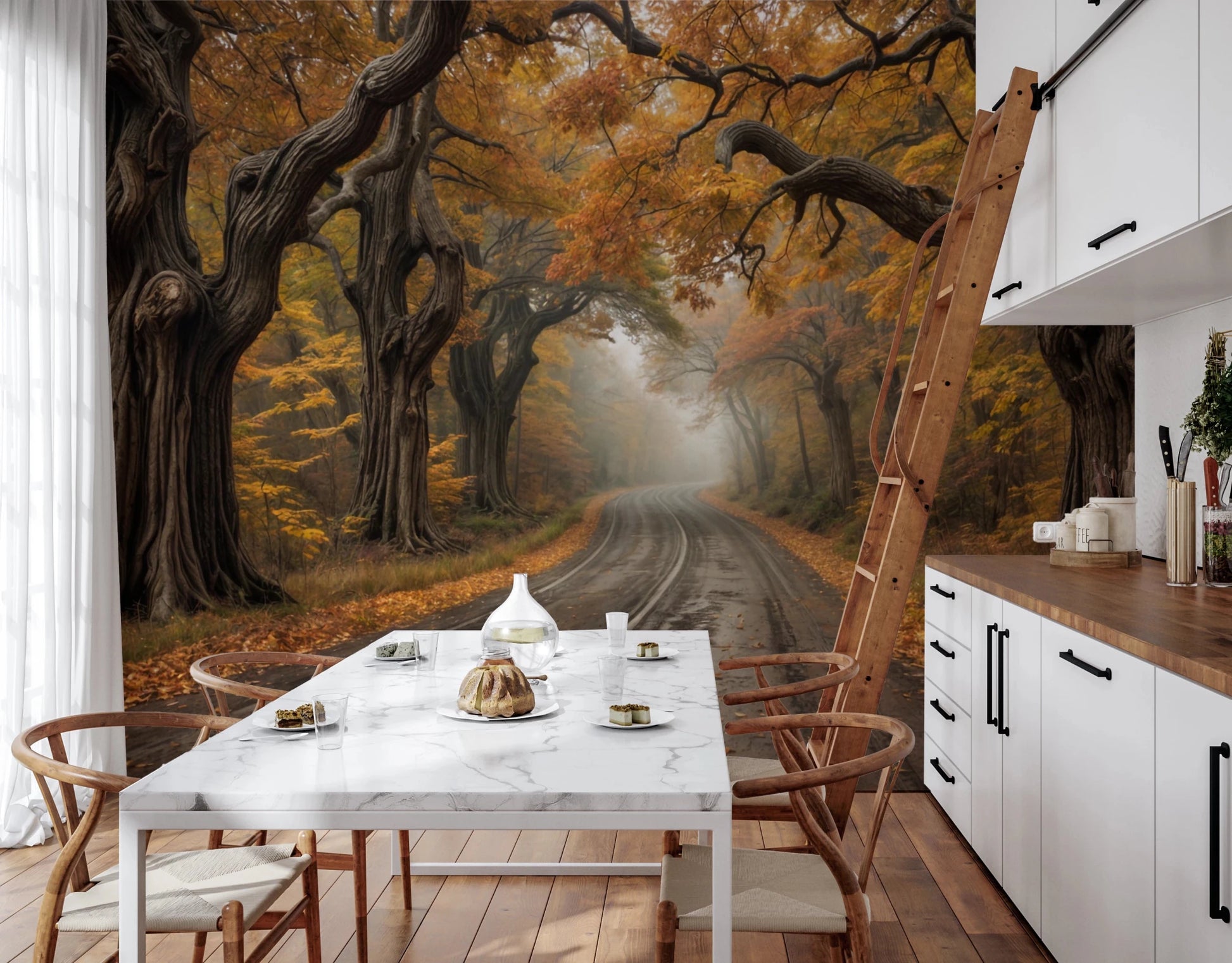 Autumn Road Canopy Wall Mural