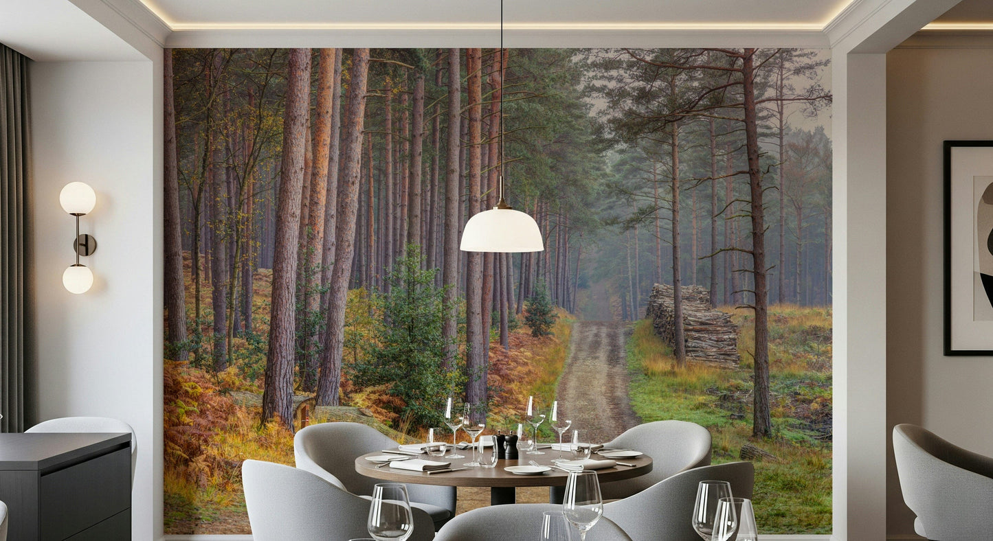 Serene Road Through Autumn Splendor Wall Mural