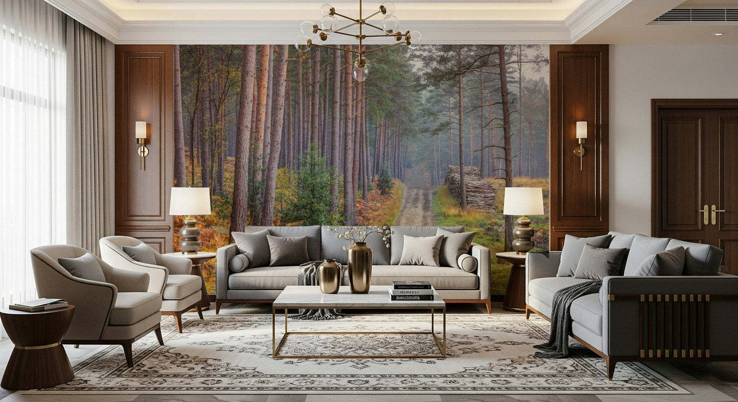 Serene Road Through Autumn Splendor Wall Mural