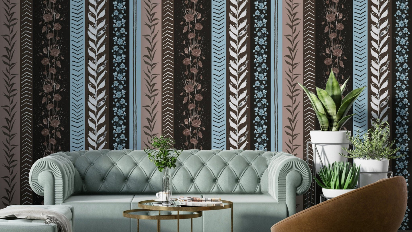 Autumn Stripes mural for a modern bedroom.

