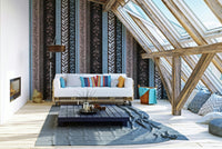 Autumn Stripes mural in a living room.

