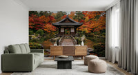 Nature inspired Autumn Temple Calm wallpaper for a minimalist wall