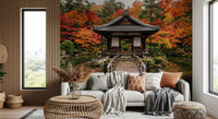 Orange autumn leaves wallpaper mural for a tranquil reading Living space
