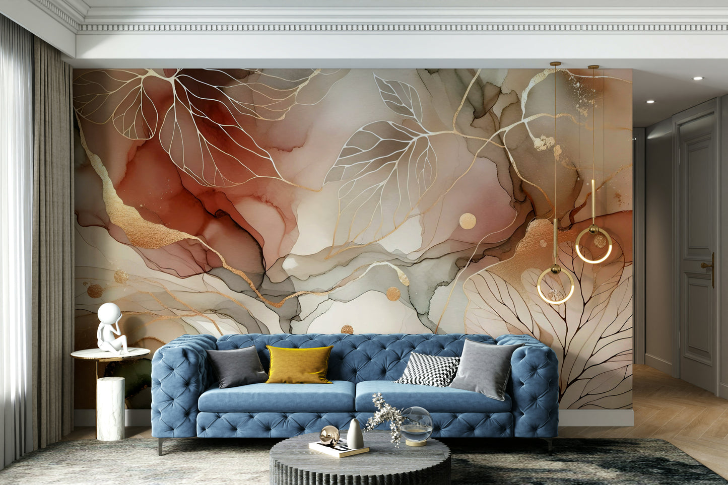 Wallpaper mural capturing the essence of autumn with warm, earthy colors.

