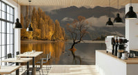 Autumn Woodland Dawn Mirror decor, New Zealand scenery, captivating wall art.