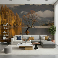Reflecting autumn beauty, lone Wanaka tree, unique Autumn Woodland Dawn Mirror art.