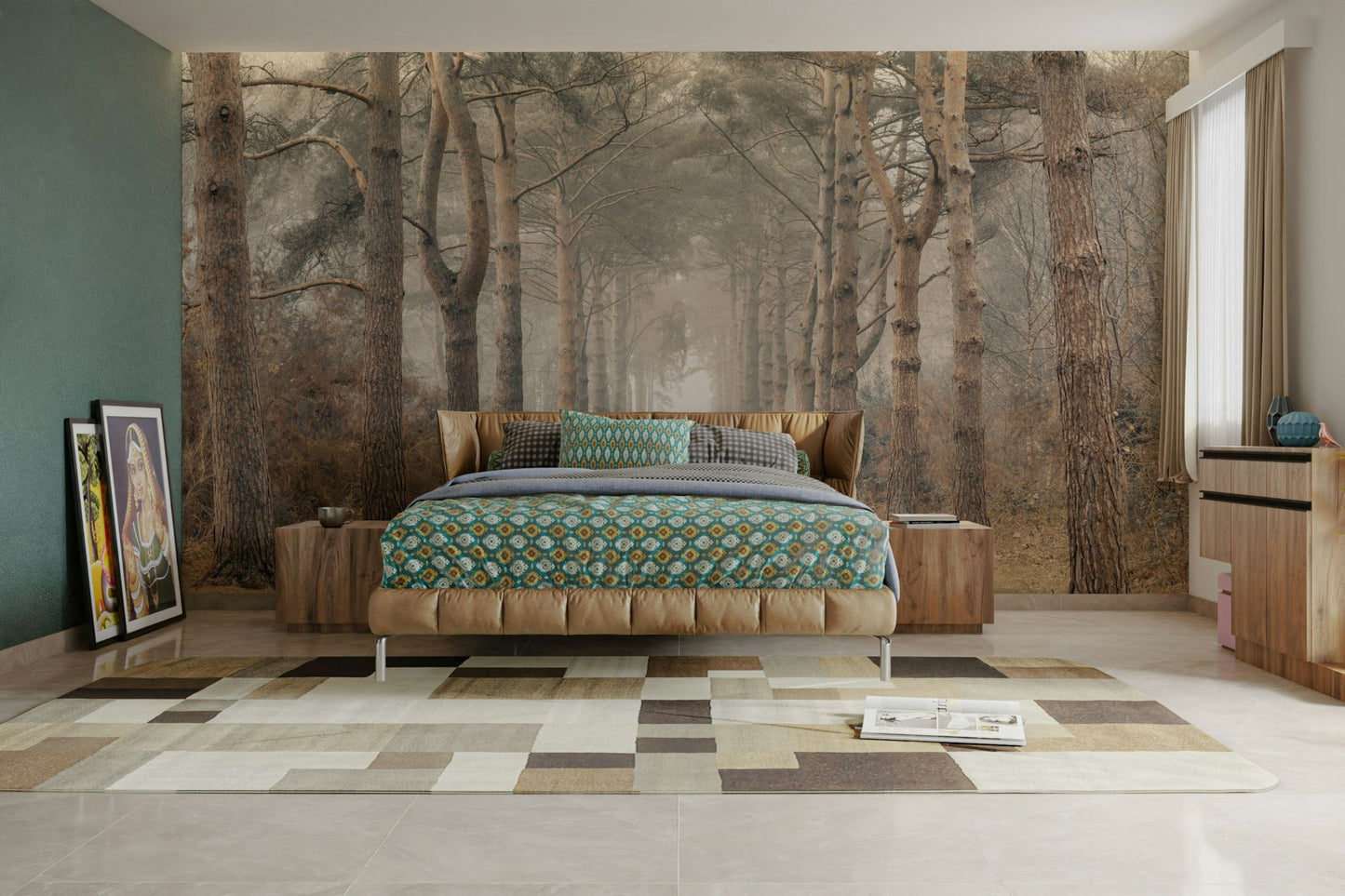 Scenic woodland wall design

