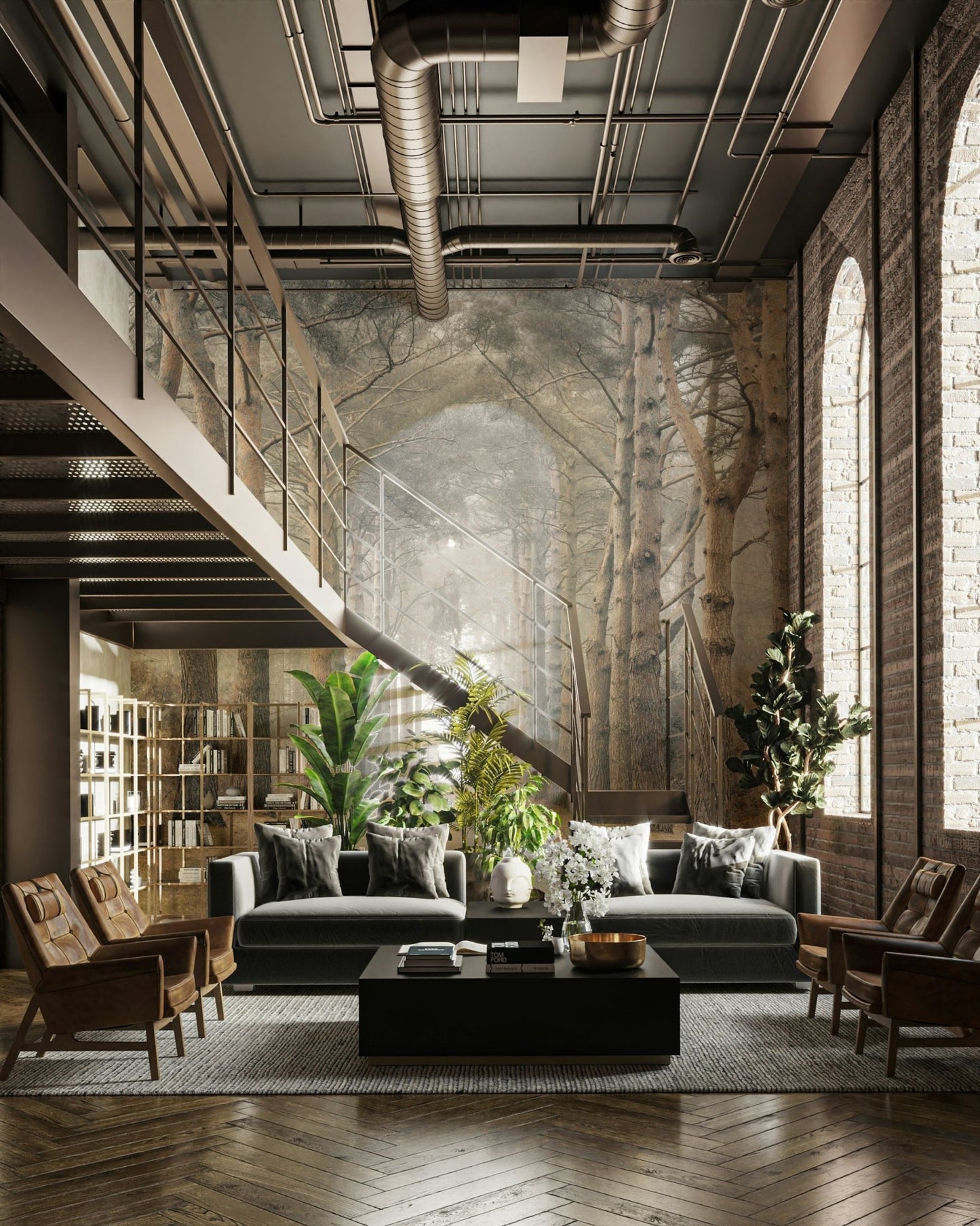 Path through forest wall mural

