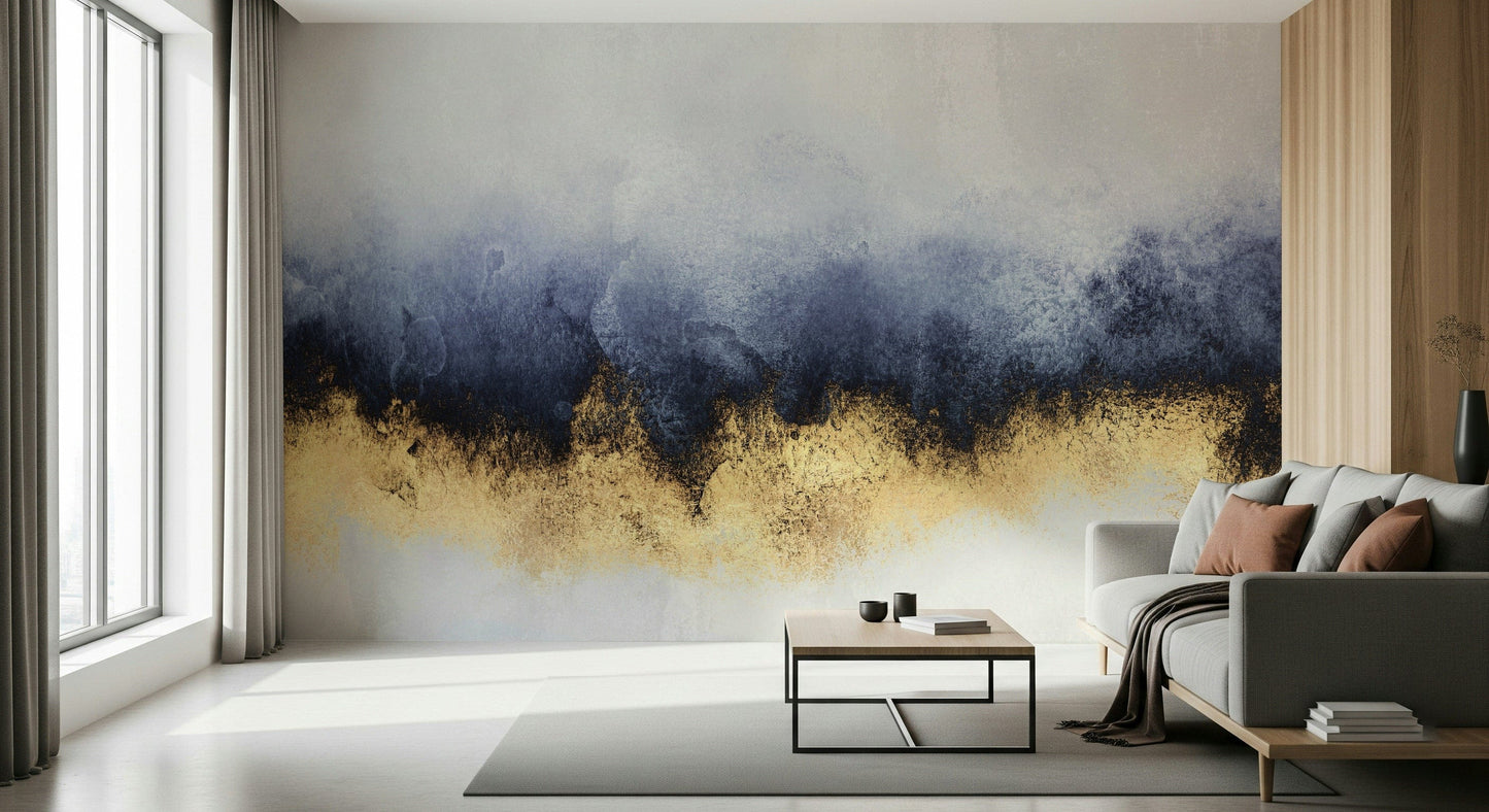 A calming abstract design wallpaper mural that defines a space.
