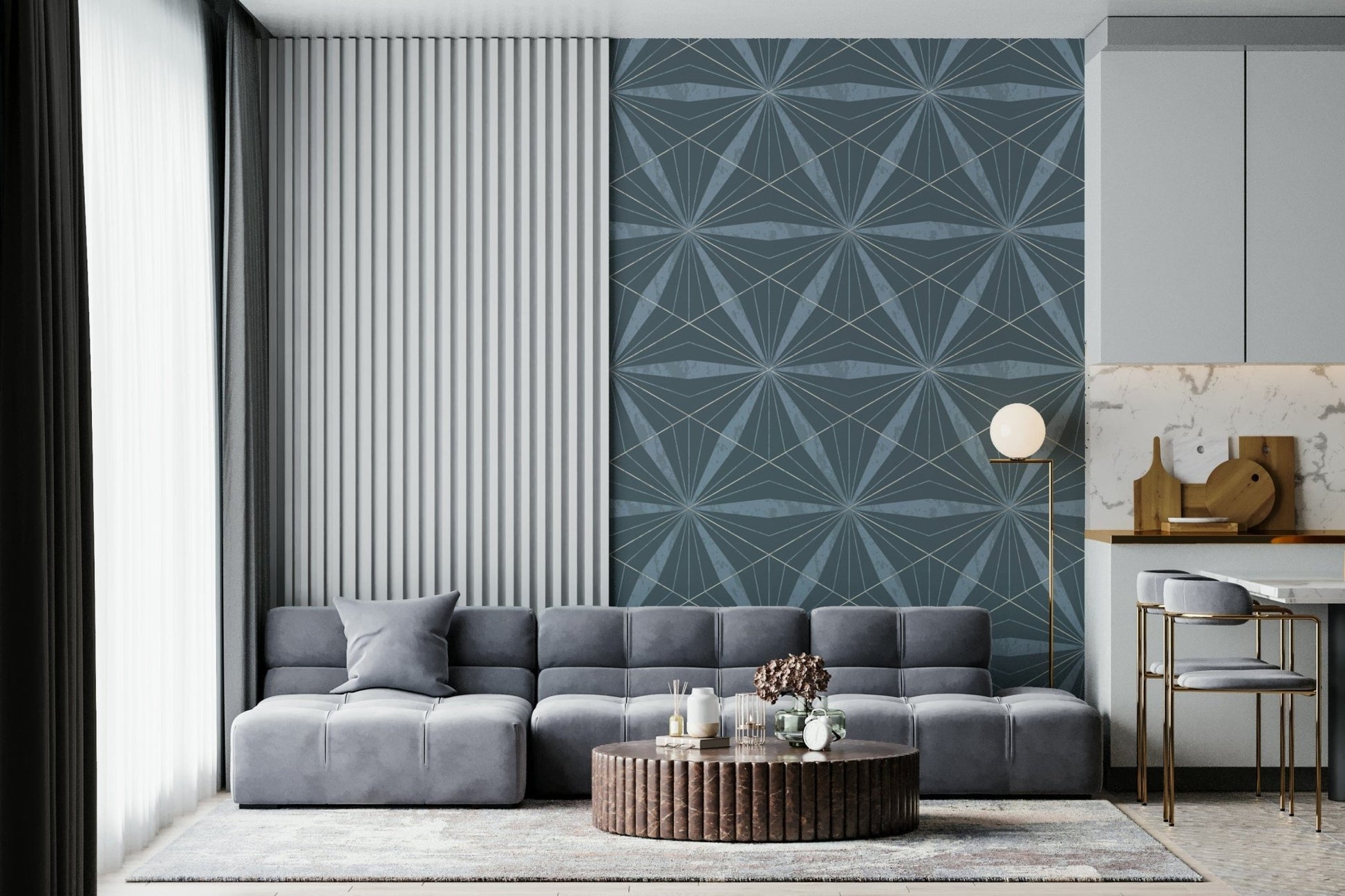 Unique tessellating Azure Radiance wallpaper with striking geometry.