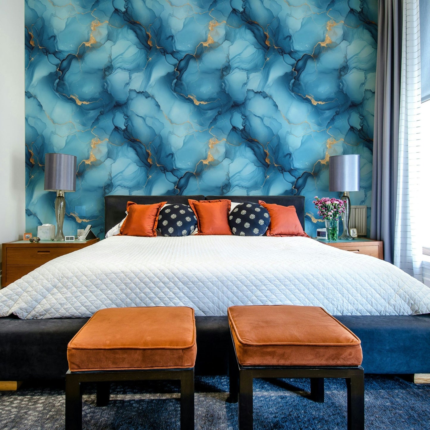 River-inspired wallpaper with brushstroke textures

