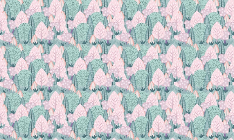 Scandinavian Style Trees and Leaves Wallpaper in your room