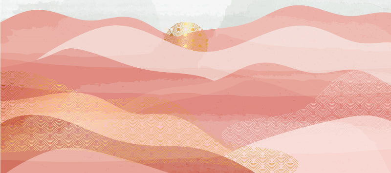 Pink Color Wavy Mountain Wallpaper Murals in your room — zoomed