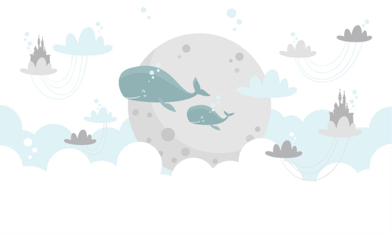 Magical Whale Castle Airborne Fantasy Wallpaper Mural