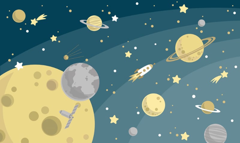 Space Stars Solar System Wallpaper in your room — zoomed