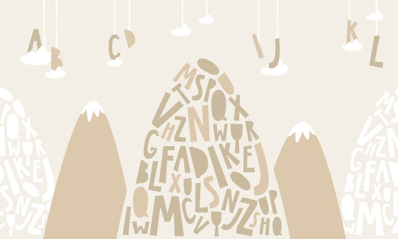 Soft Brown Color Alphabet Mountain Kids Wallpaper in your room