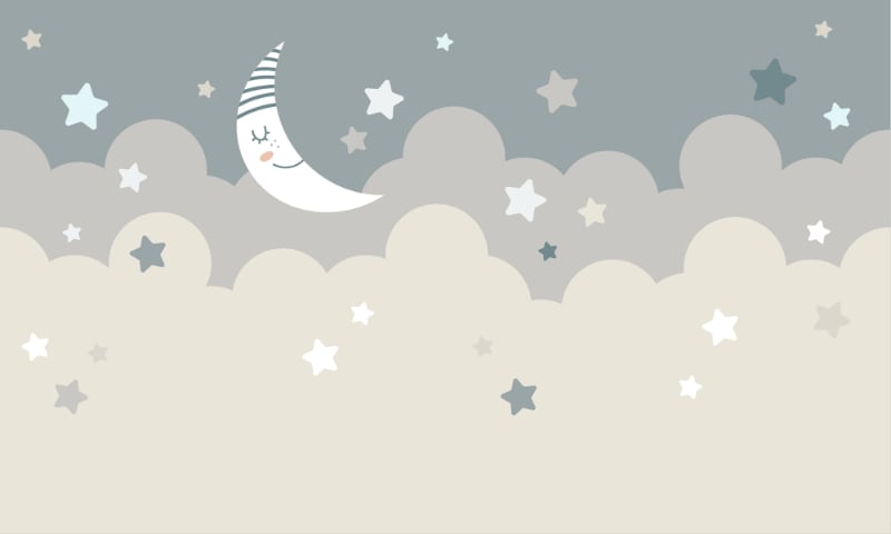 Shining Stars With Moon Children Wallpaper Murals