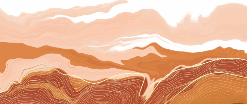 Orange Wavy Marble Wallpaper Murals in your room — zoomed