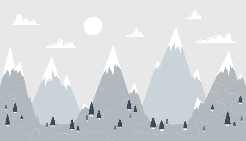 Trendy Scandinavian Mountain Wallpaper Mural in your room — zoomed