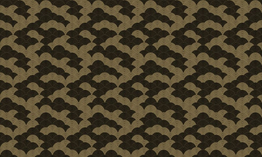Gold & Black Ocean Wave Circular Pattern Wallpaper