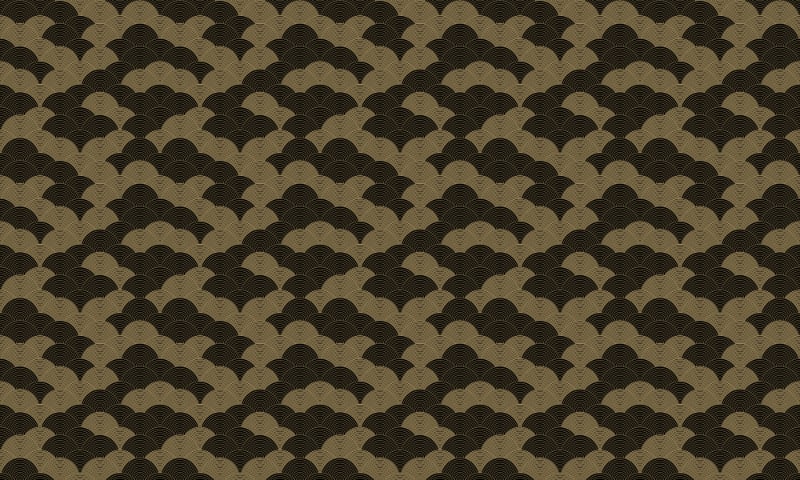 Gold & Black Ocean Wave Circular Pattern Wallpaper