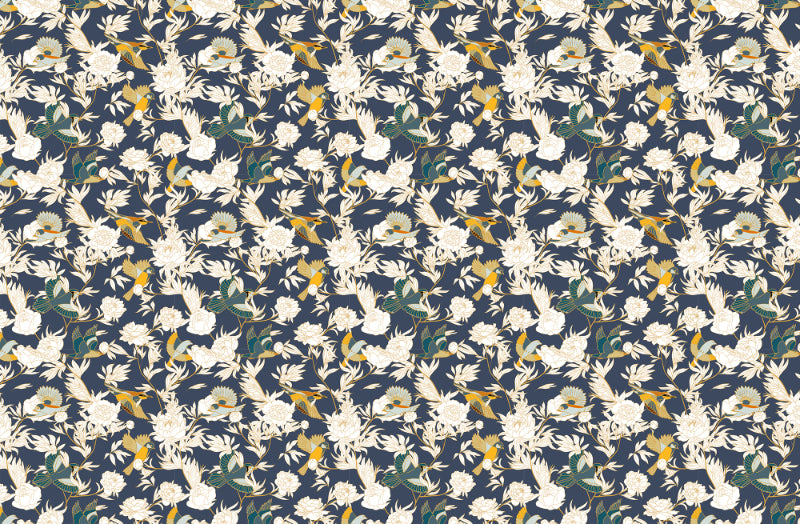 Birds and Peony Flower Wallpaper
