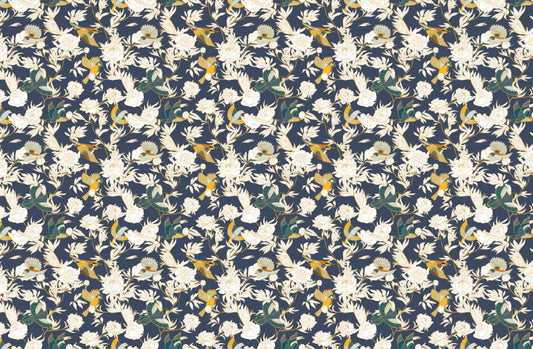 Birds and Peony Flower Wallpaper