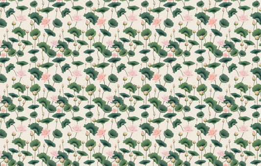 Pink Lotus & Green Flower Plants Wallpaper