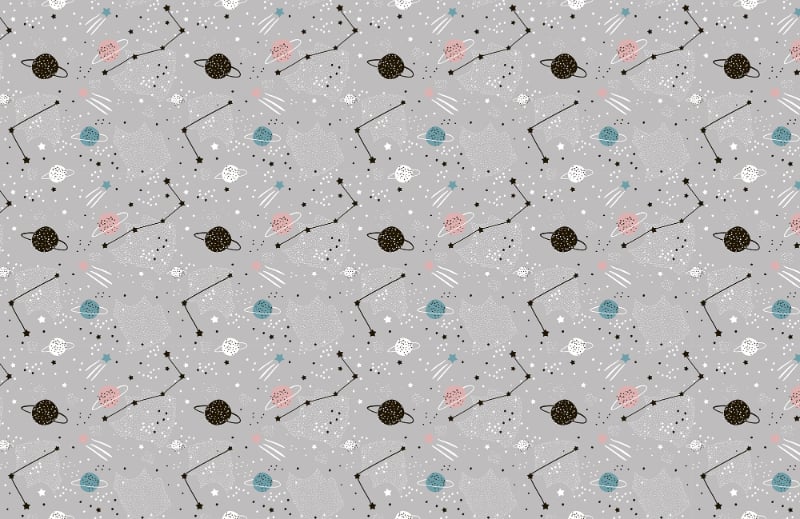 Stars and Planets Kids Room Wallpaper in your room — zoomed