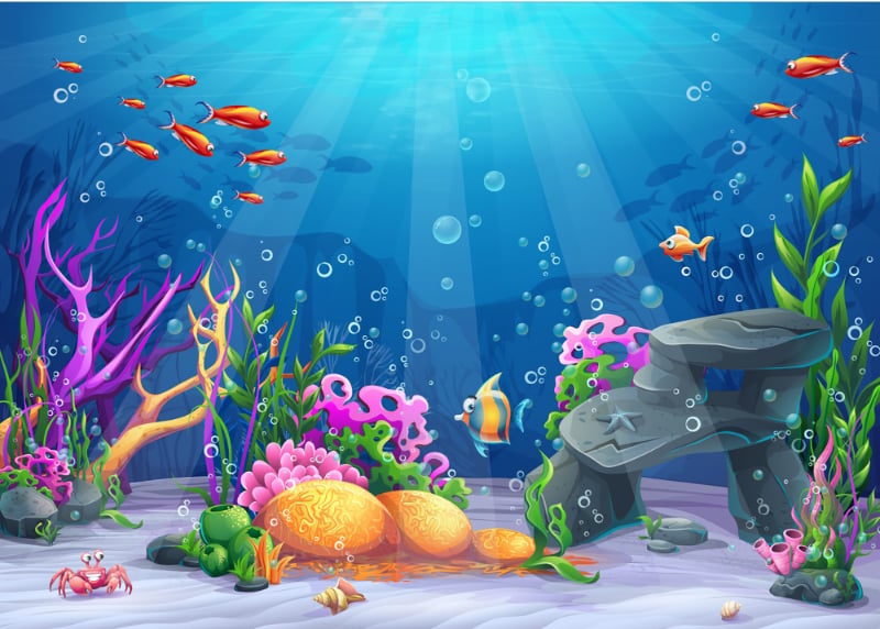 Blue Underwater Corel Reef Wallpaper Murals in your room