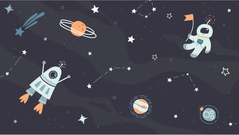 Kids Room Spaceship Rocket Wallpaper Murals