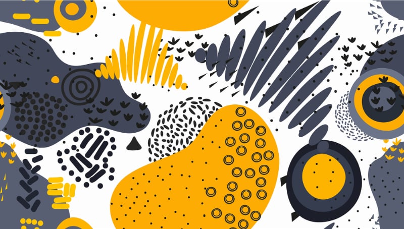 Blue and Yellow Abstract Shapes Wall Murals