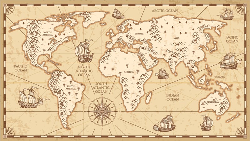 Vintage World Map Wallpaper For Walls