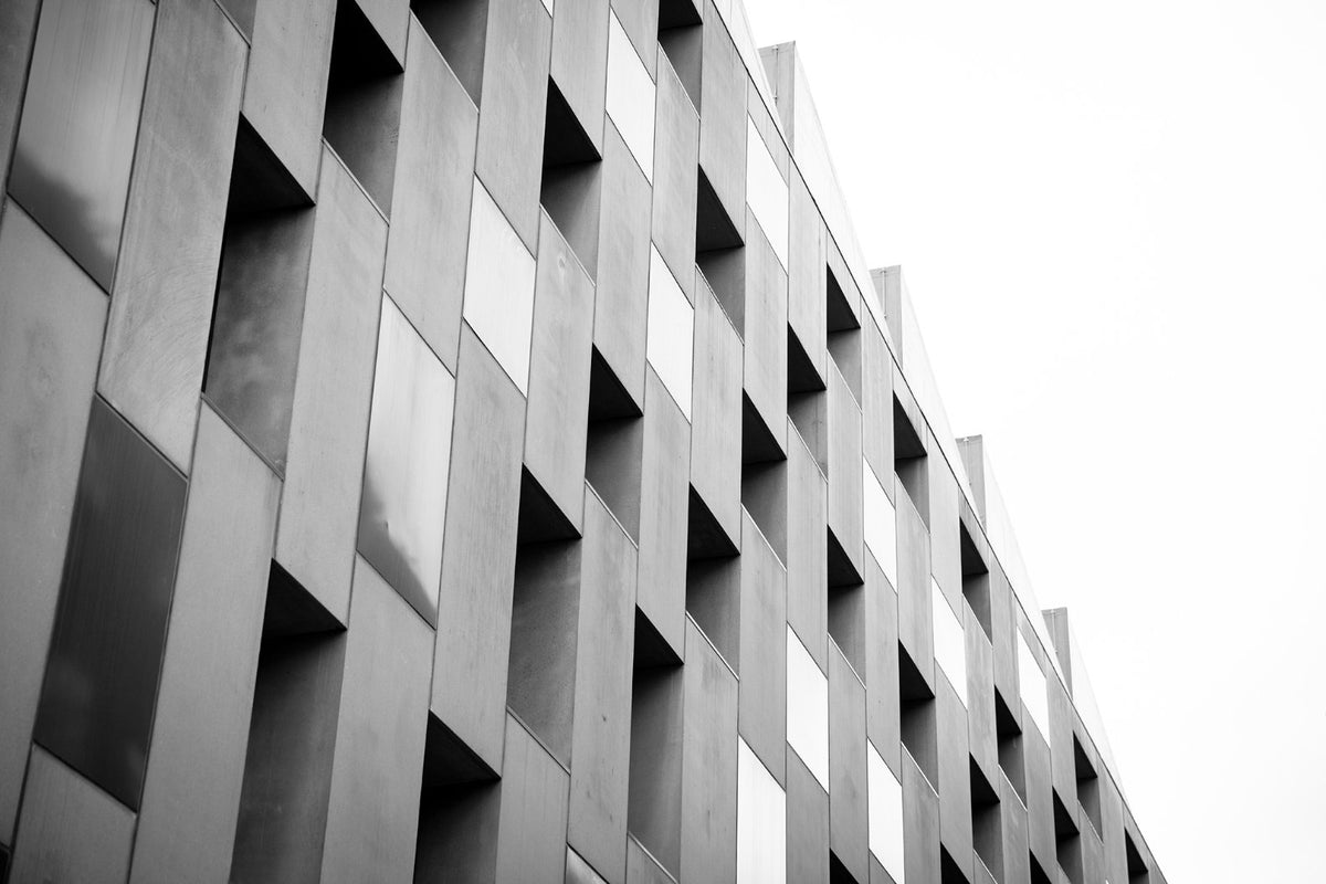 Black and White Architectural Wallpaper Mural in your room — zoomed