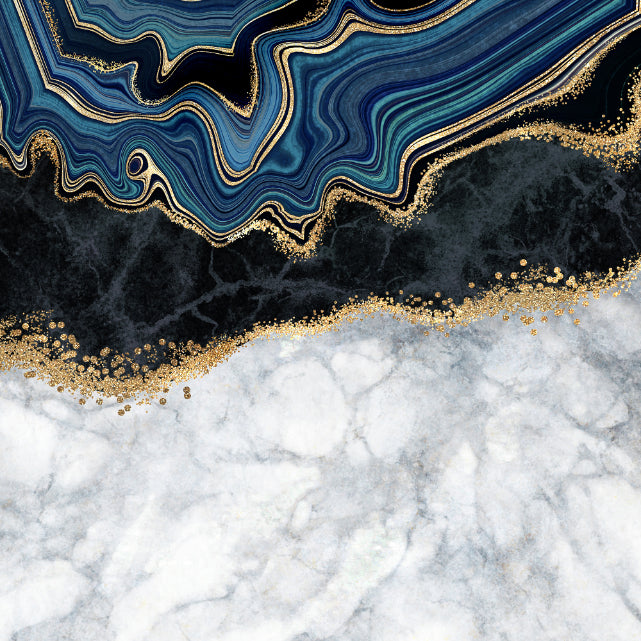 Blue Agate Golden Veins Marble Wallpaper Murals in your room — zoomed