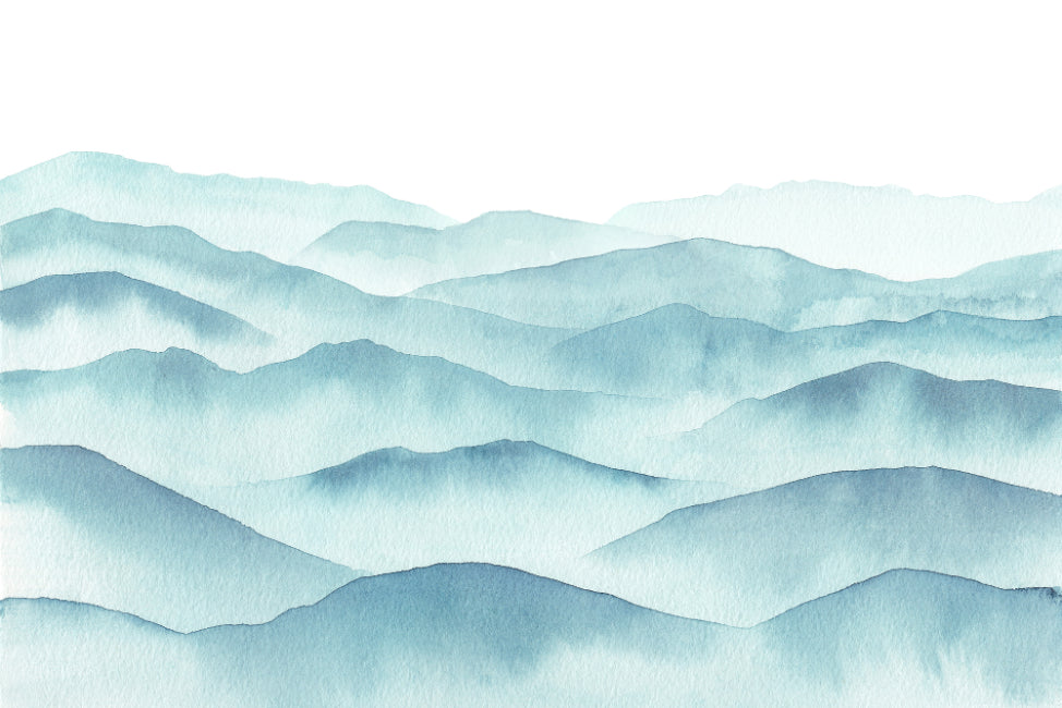 Indigo Blue Watercolor Mountains Wallpaper Murals